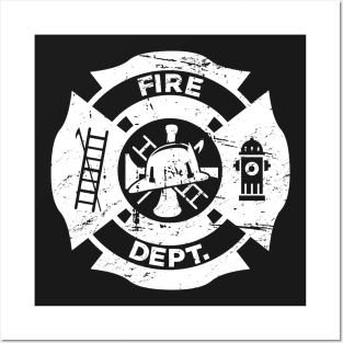 Distressed Firefighter Logo Posters and Art